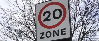 20 MPH zone sign